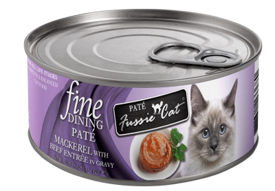 Fussie Cat Fine Dining Pate Mackerel with Beef Entree in Gravy Cat Food