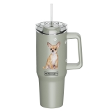 E&S Serengeti 40 oz Ultimate Stainless Steel Hot & Cold Tumbler-Tan Chihuahua