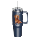 E&S Serengeti 40 oz Ultimate Stainless Steel Hot & Cold Tumbler-Red Dachshund