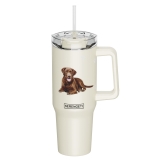 E&S Serengeti 40 oz Ultimate Stainless Steel Hot & Cold Tumbler-Chocolate Labrador