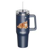 E&S Serengeti 40 oz Ultimate Stainless Steel Hot & Cold Tumbler-Yellow Tabby Cat