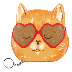 Coin Purse/Cat With Heart Glasses