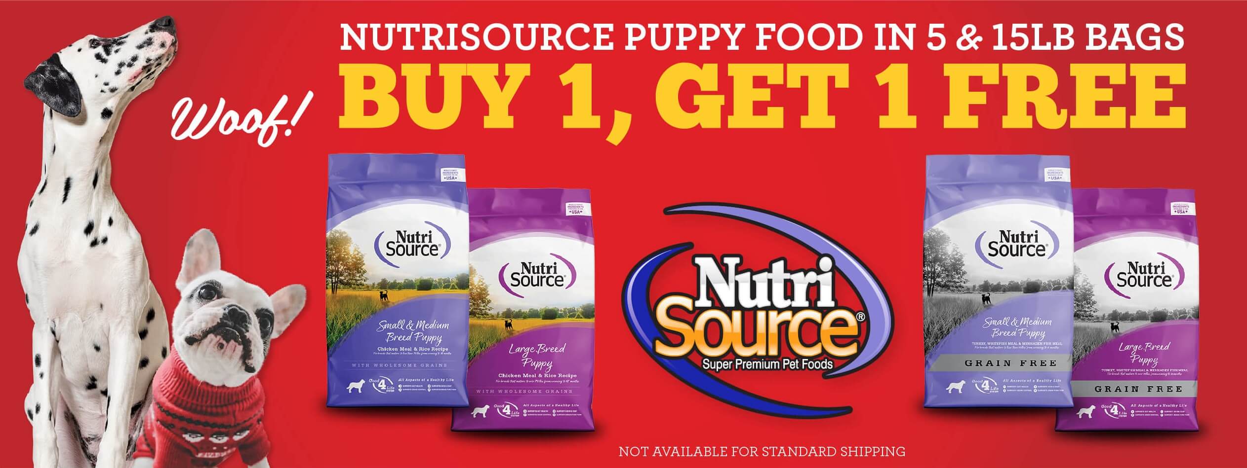 Happy Holidays - Nutrisource Puppy Food In 5 and 15lb Bags Buy 1, Get 1 Free