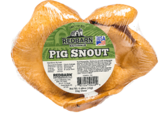 Pig snout with nutrition information sticker