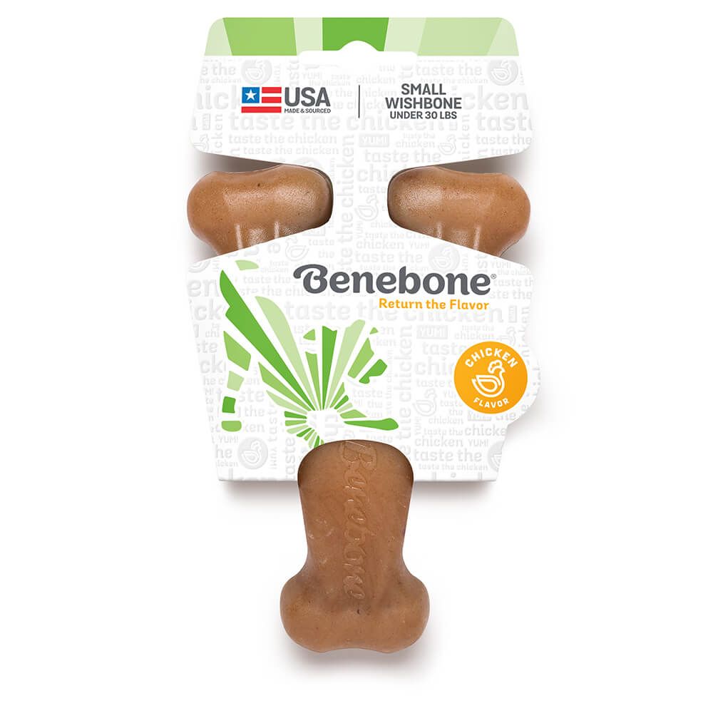Front of Benebone Dog Chew Toy - Wishbone - Chicken - Small