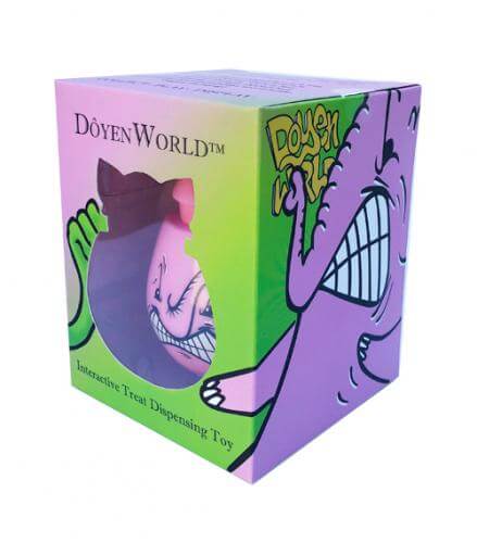 Doyenworld treat dispensing toy - angry pink elephant in the packaging