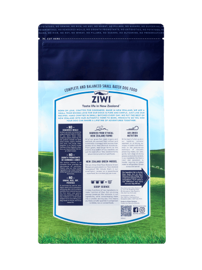 Ziwi Peak Air dried Dog food lamb back of 16 oz bag