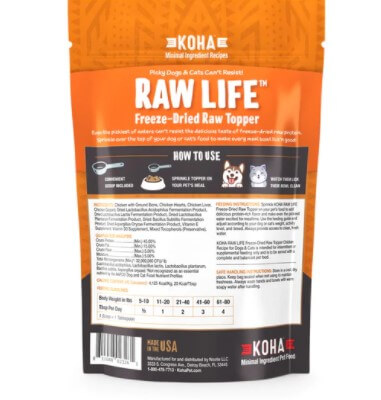 KOHA raw life chicken meal topper 