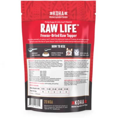 KOHA raw life meal topper beef for dogs and cats