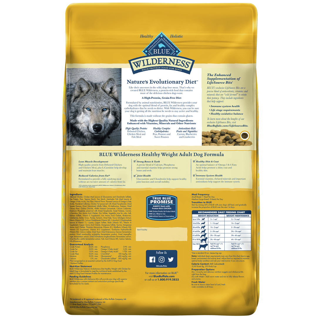 Back view of Blue Buffalo Wilderness Dog Food - Adult Grain-Free Healthy Weight 24lbs