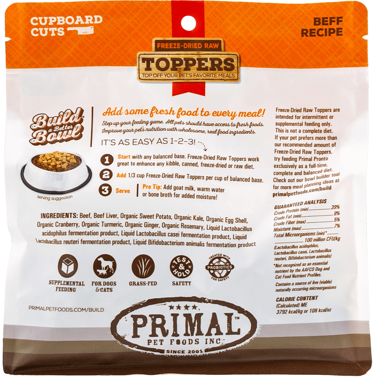 primal freeze dried meal toppers beef