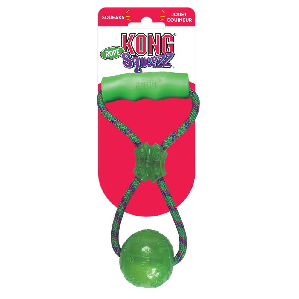 KONG squeezz ball with rope assorted