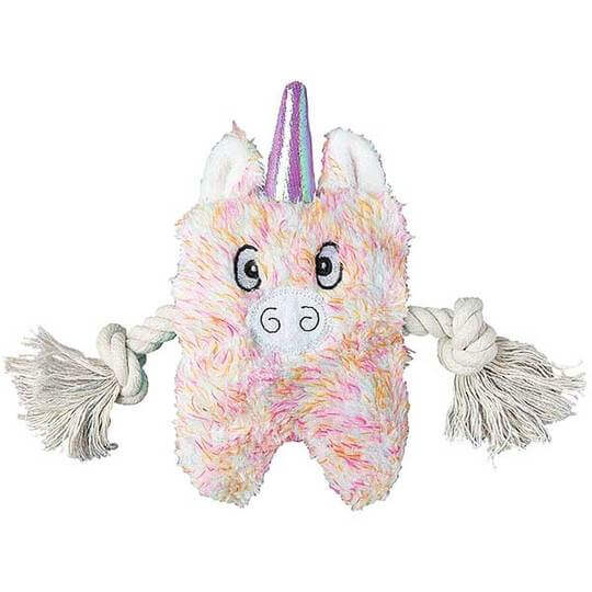 Patchwork greybar unicorn dog toy