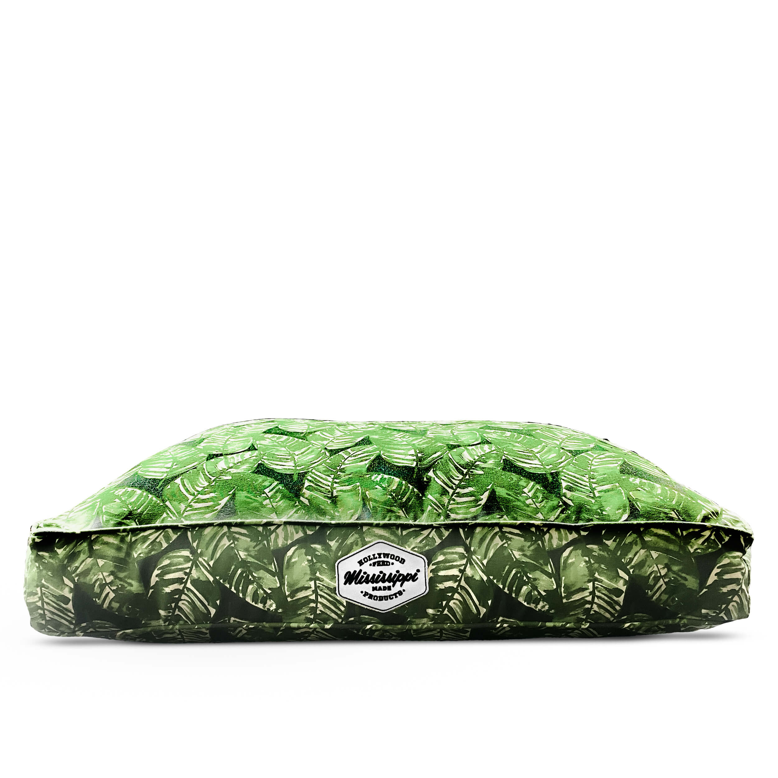 front view of tropical rectangle dog bed