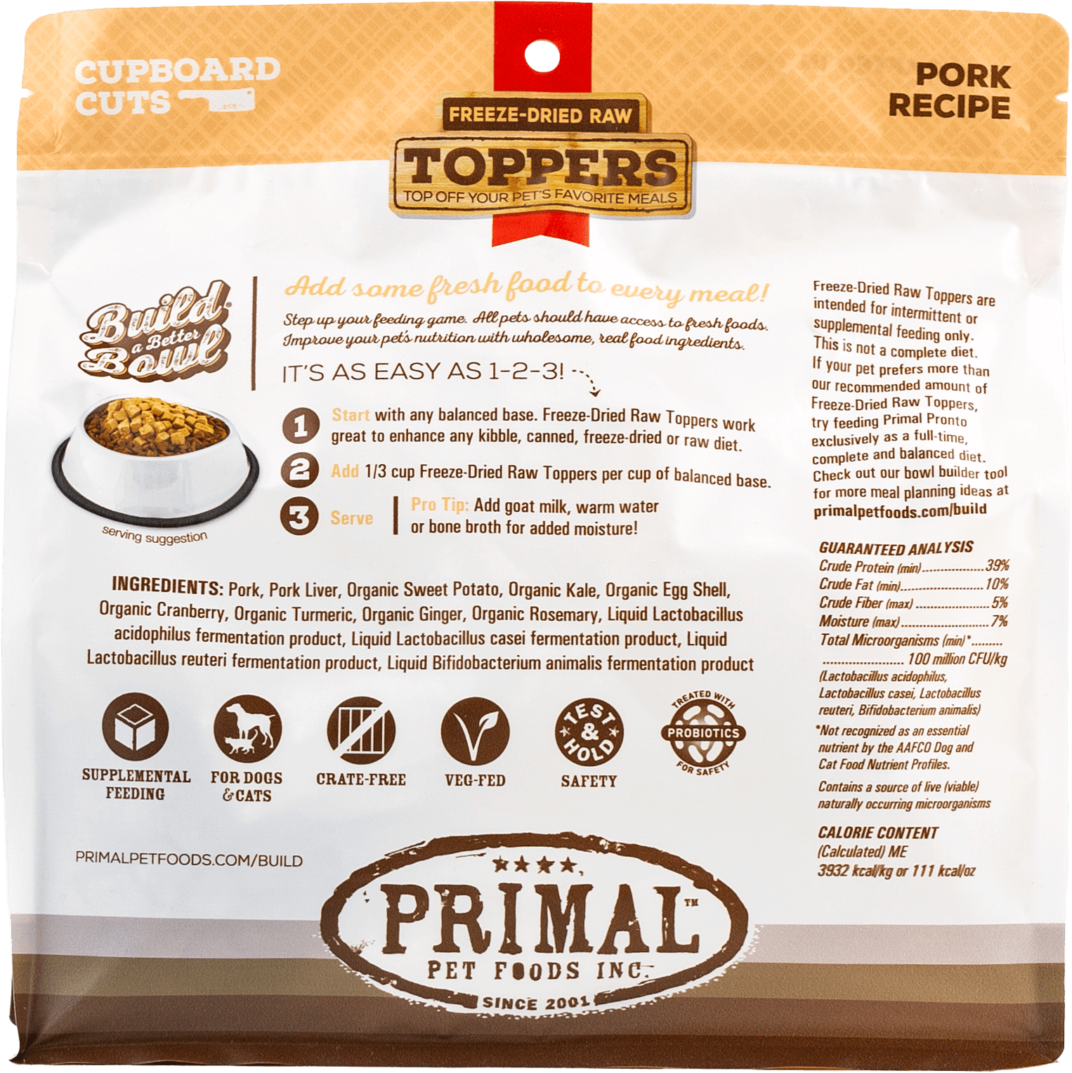 primal freeze dried meal topper pork