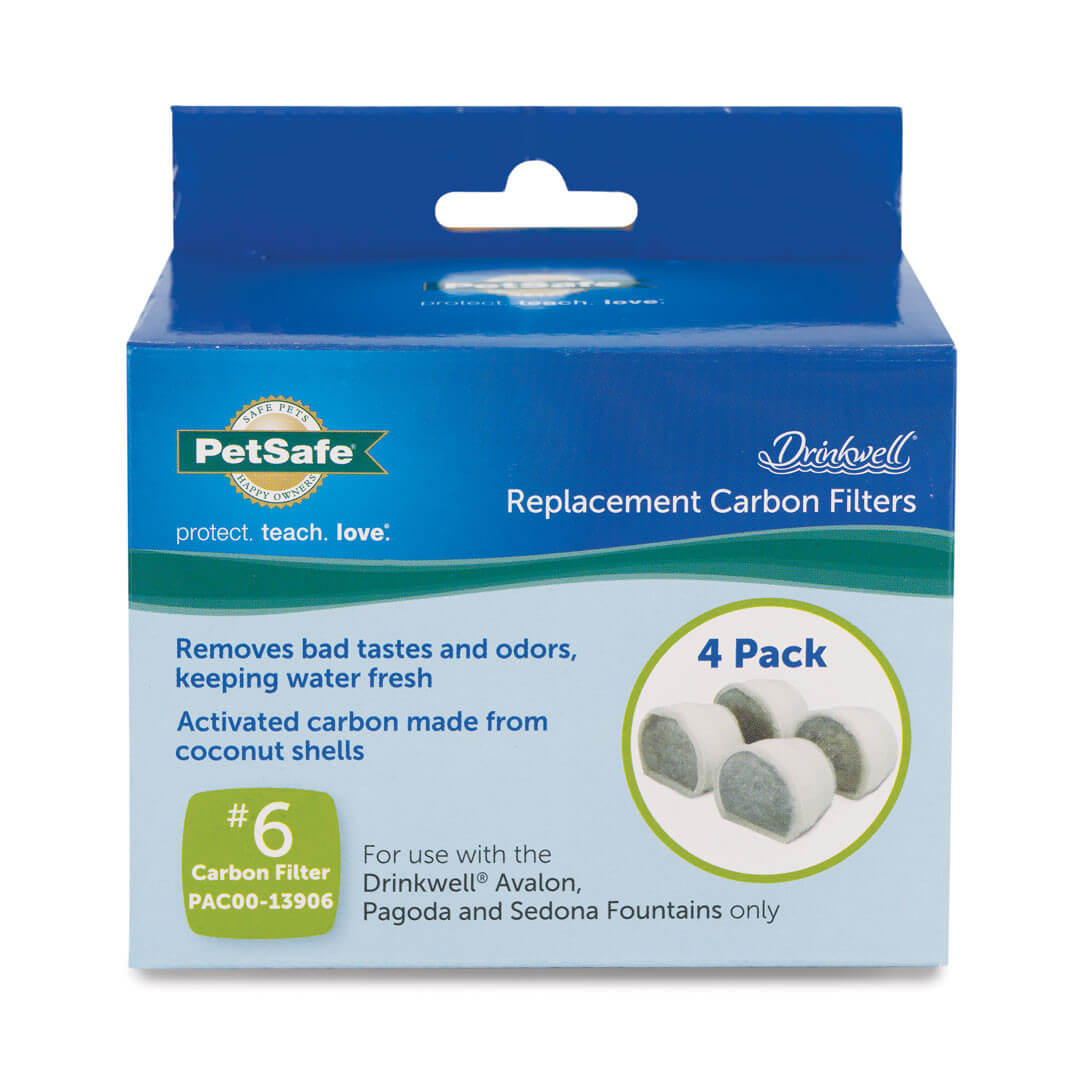 Four pack box of drinkwell ceramic & 2 gallon fountain activated carbon filter