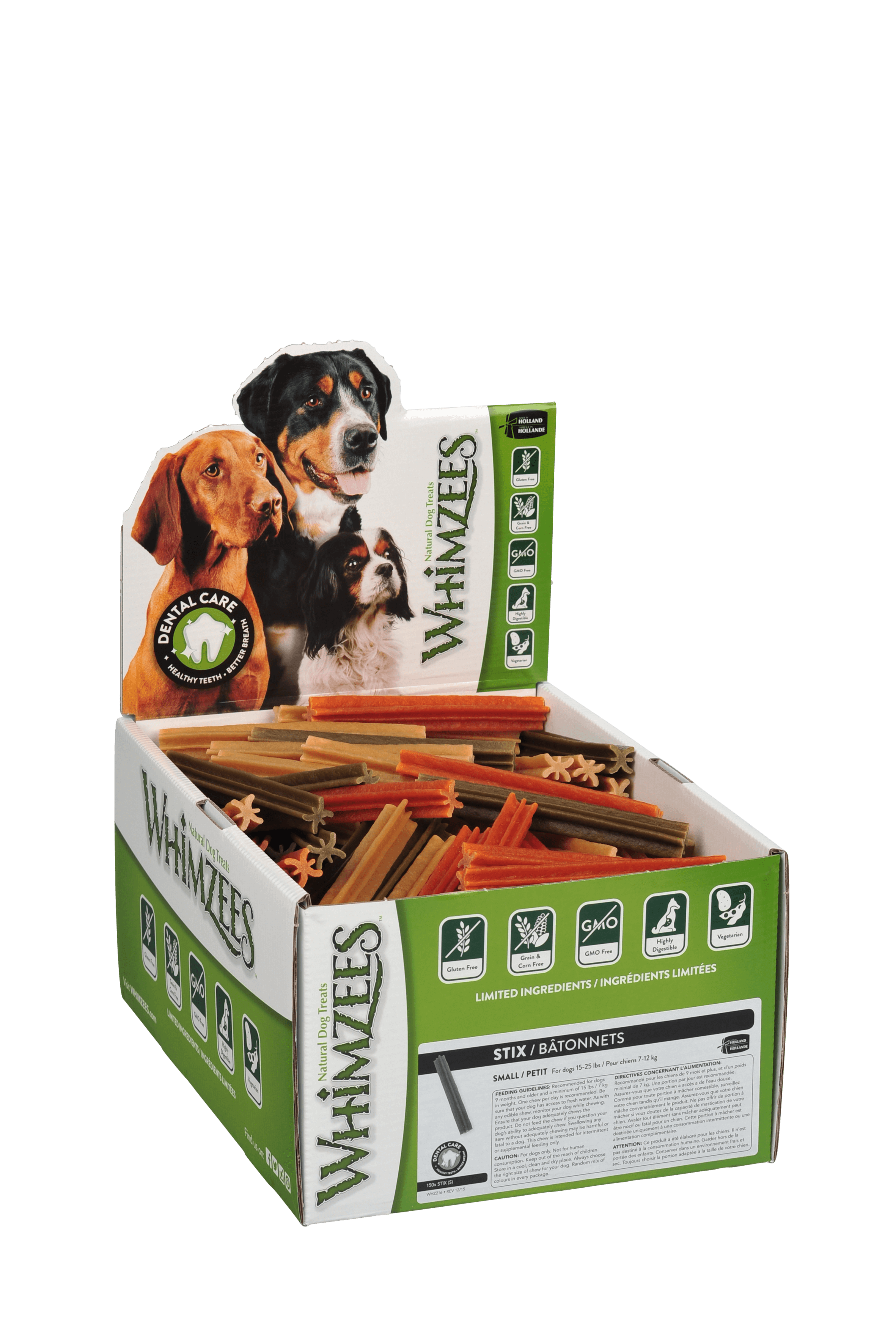 Box of whimzees dog dental treat - stix case of 150