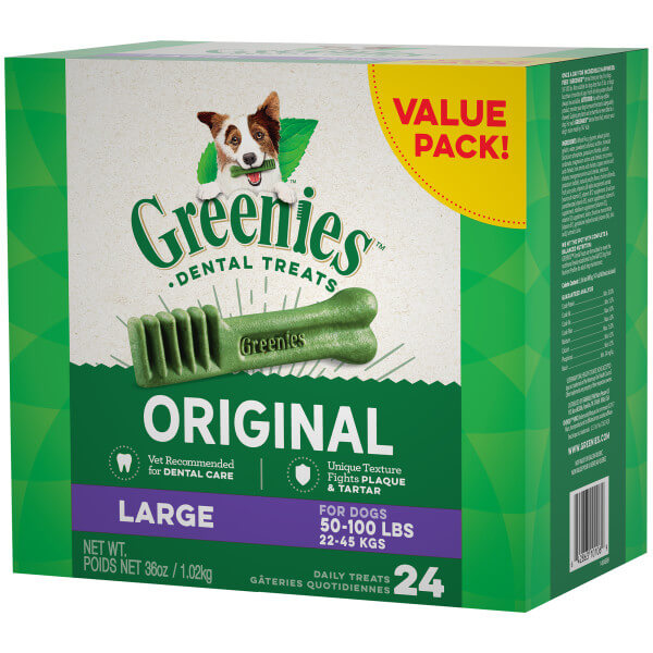 Greenies dog dental treats large size box 24 count