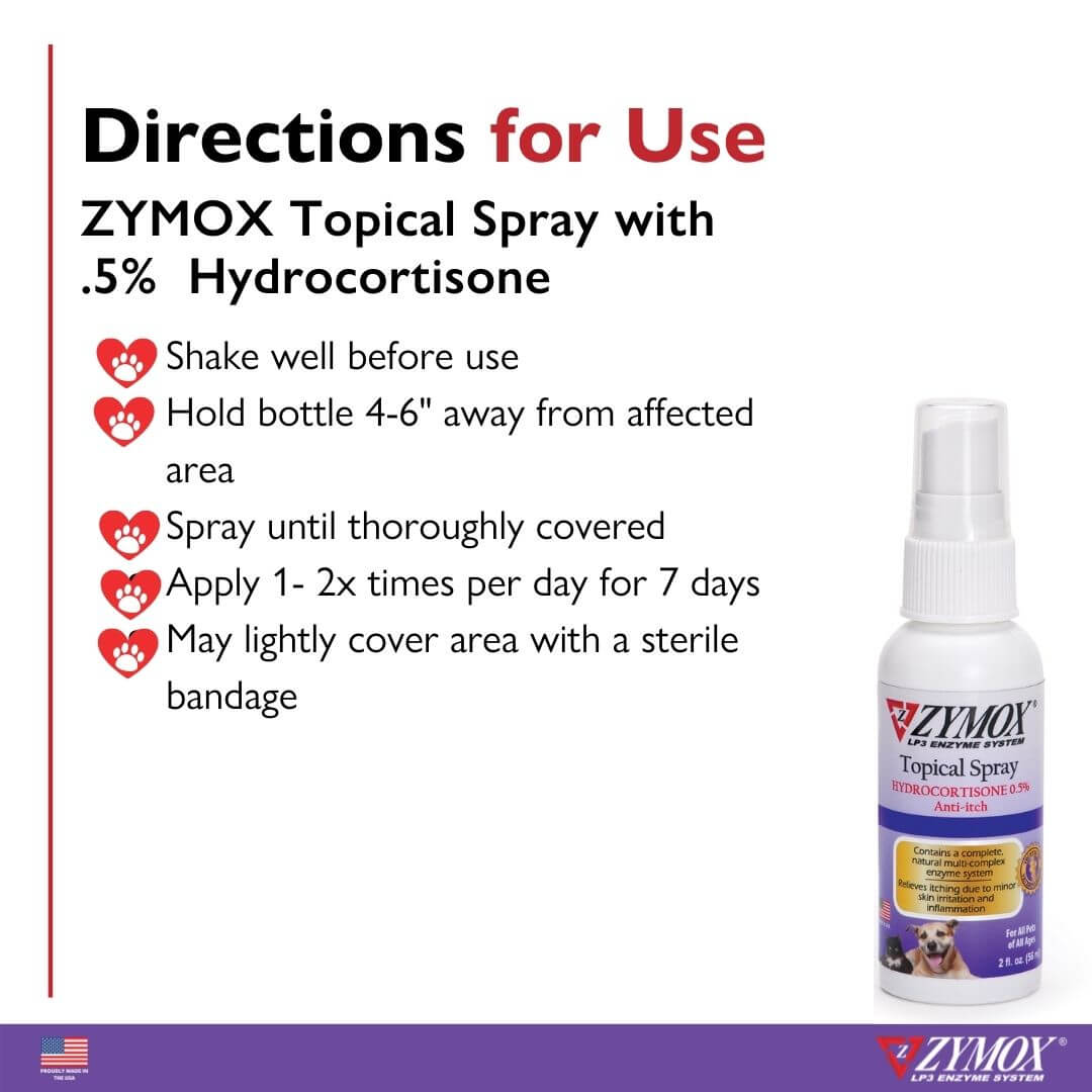 ZYMOX Topical Spray Directions for use