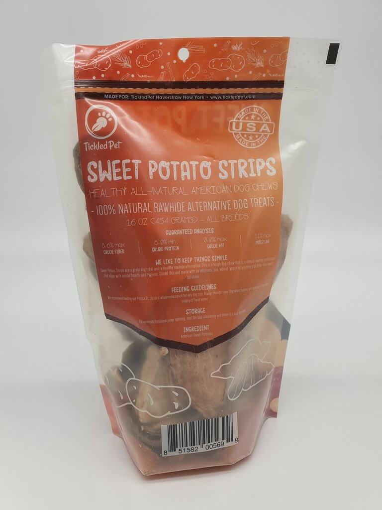 TickledPet Potato Strips Back of Bag