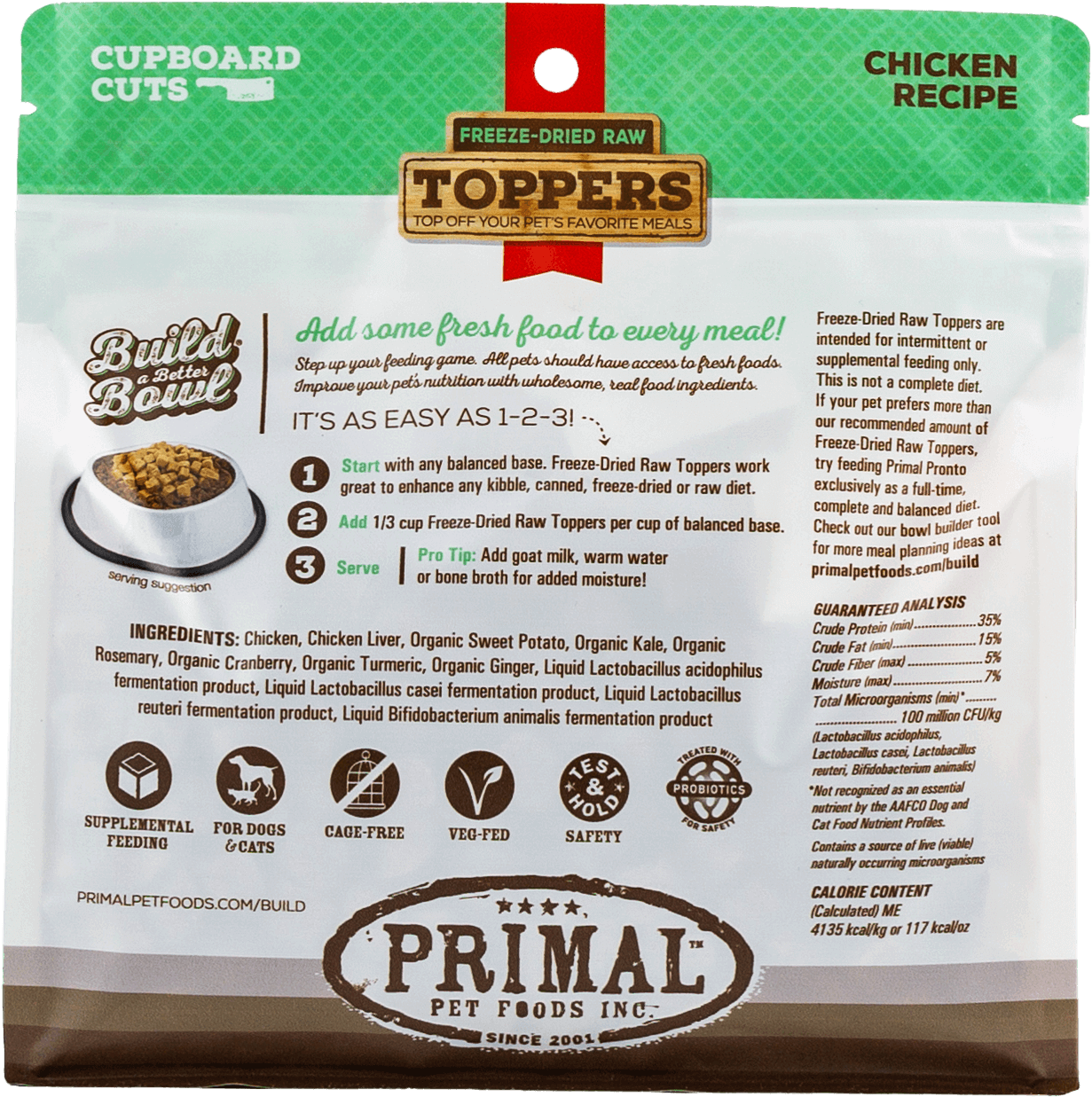 primal freeze dried chicken meal toppers