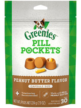 Greenies dog treats - capsule pill pockets - peanut butter
