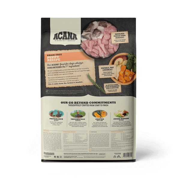 Back of ACANA Dog Food - Heritage Puppy and Junior 13lbs