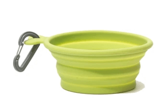 Green Messy Mutt's Collapsible pet bowl unfolded