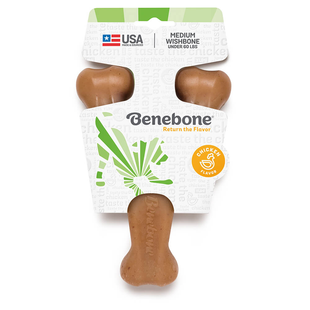 Front of Benebone Dog Chew Toy - Wishbone - Chicken - Medium