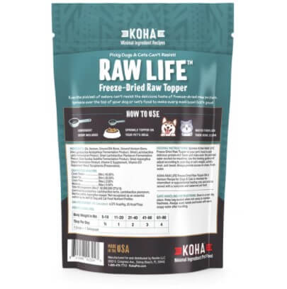elk venison koha raw life meal toppers for cats and dogs 