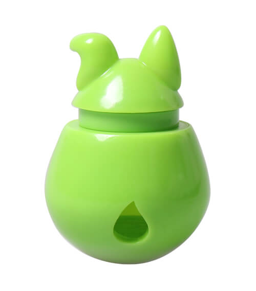 <img src="treat dispensing toy.png" alt="lime green treat dispensing toy doyenbunny for cats and dogs">