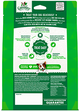 Greenies Teenie Dog Dental Treats Back of 12 oz bag