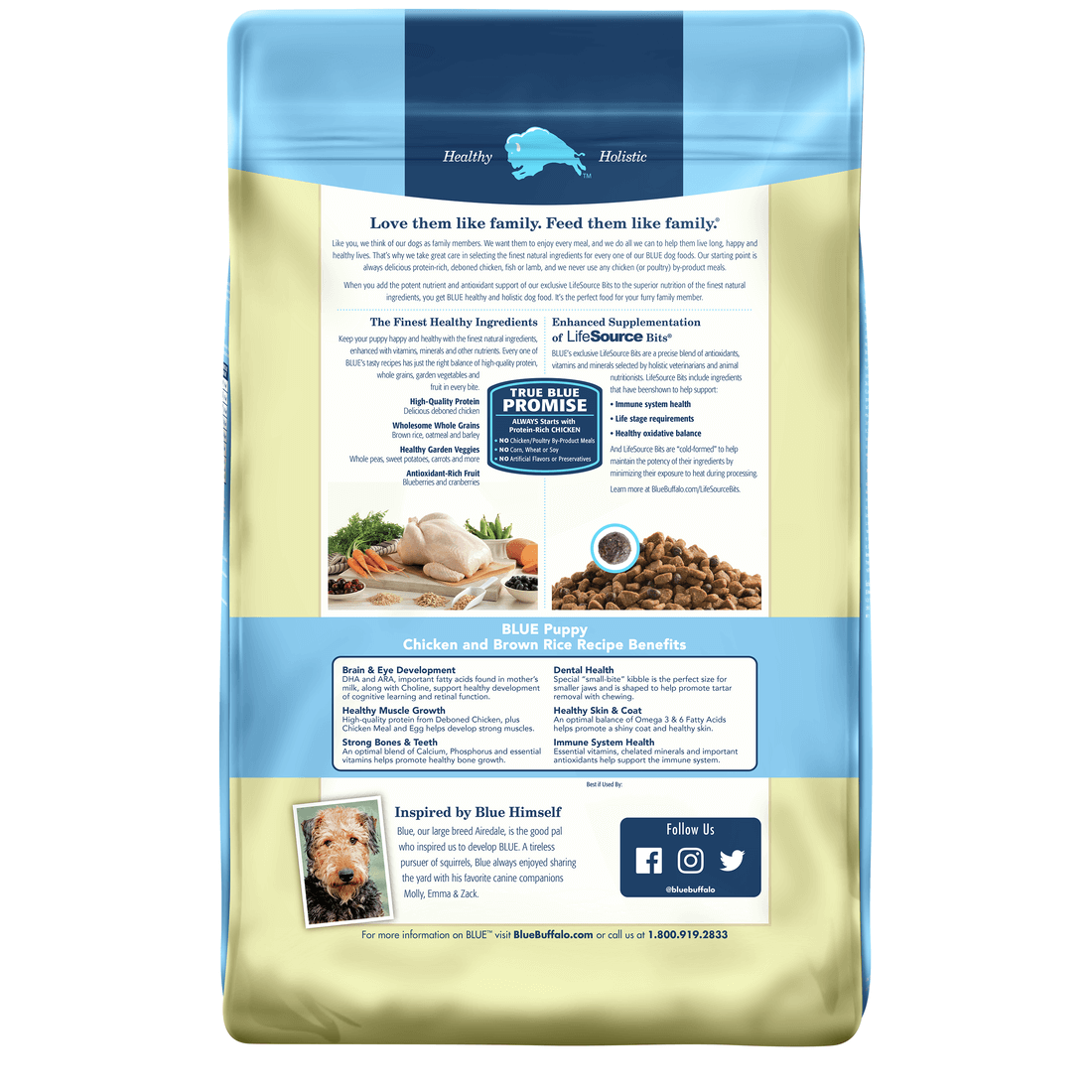 Back view of Blue Buffalo Dog Food - Puppy Chicken & Brown Rice 30lbs