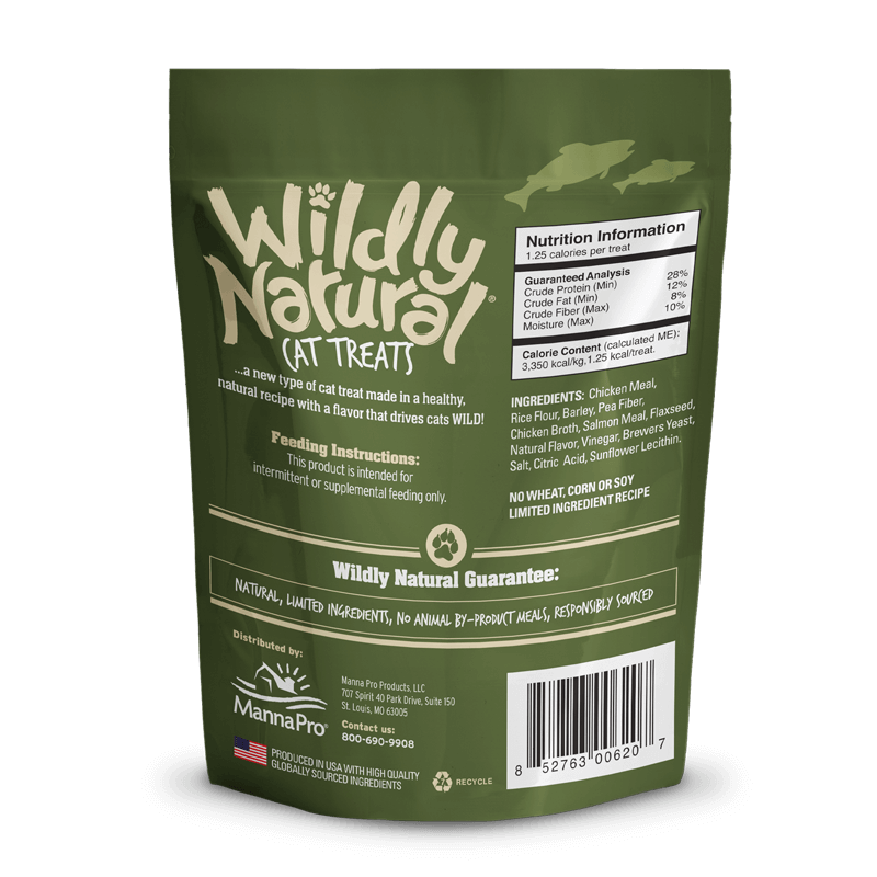 Fruitables Wildly Natural Salmon Flavor cat treats back of bag