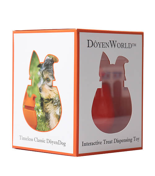 Doyenworld treat dispensing toy- doyenbunny tangerine in the packaging