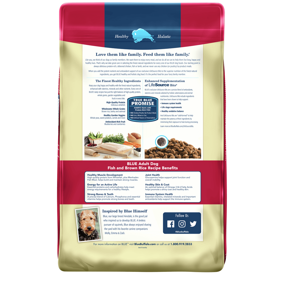Back view of Blue Buffalo Dog Food - Adult Fish & Brown Rice 30lbs