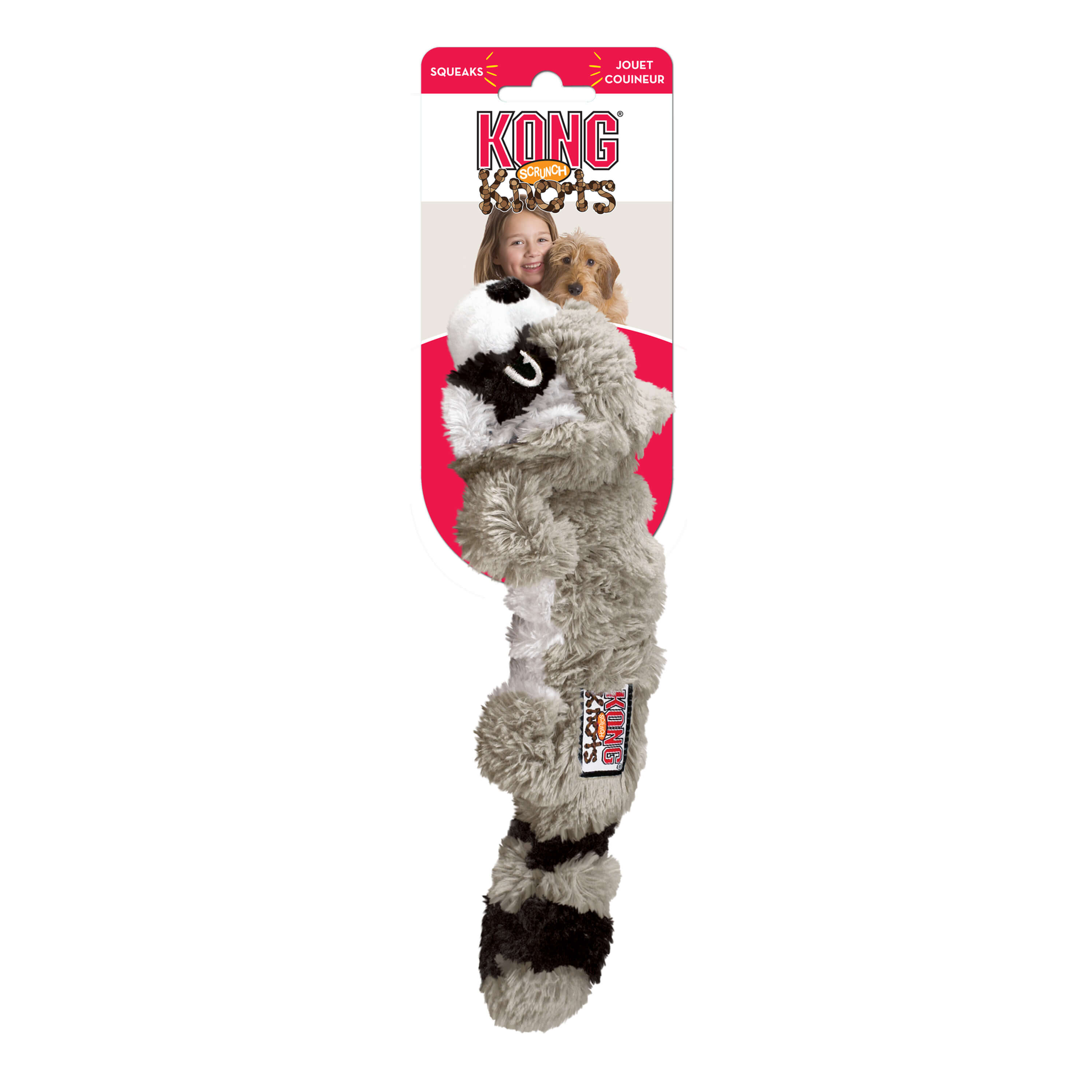 Kong dog toy - scrunch knots raccoon