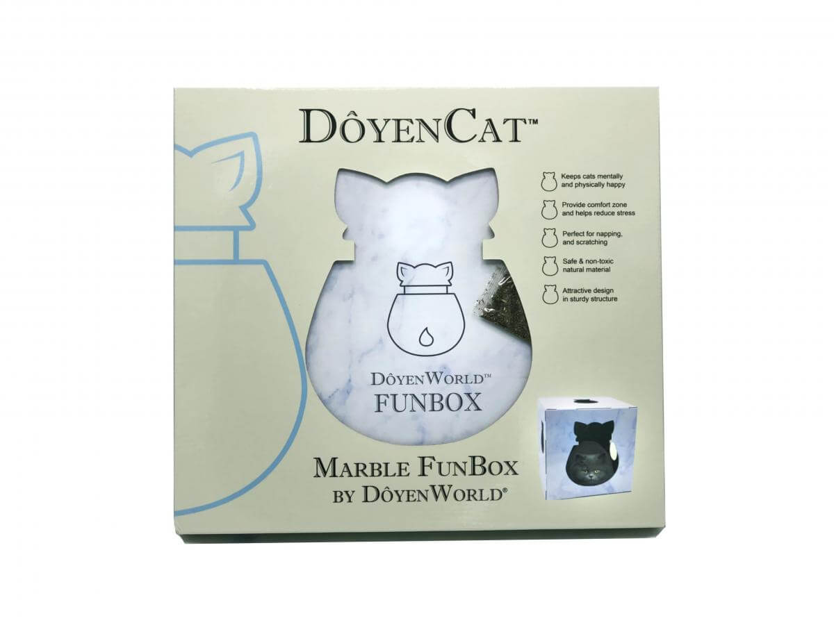 Front of doyenworld cat hide - doyencat funbox marble packaging