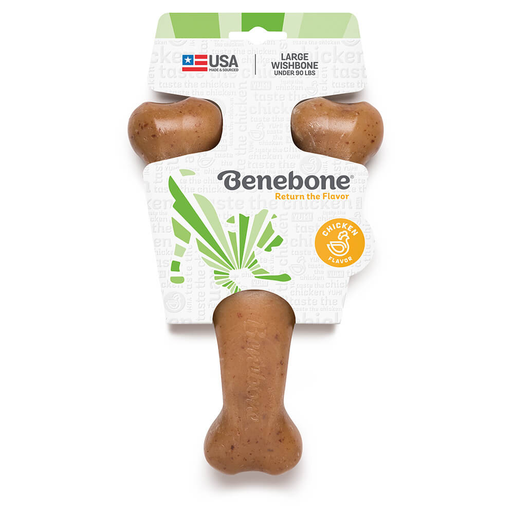 Front of Benebone Dog Chew Toy - Wishbone - Chicken - Large