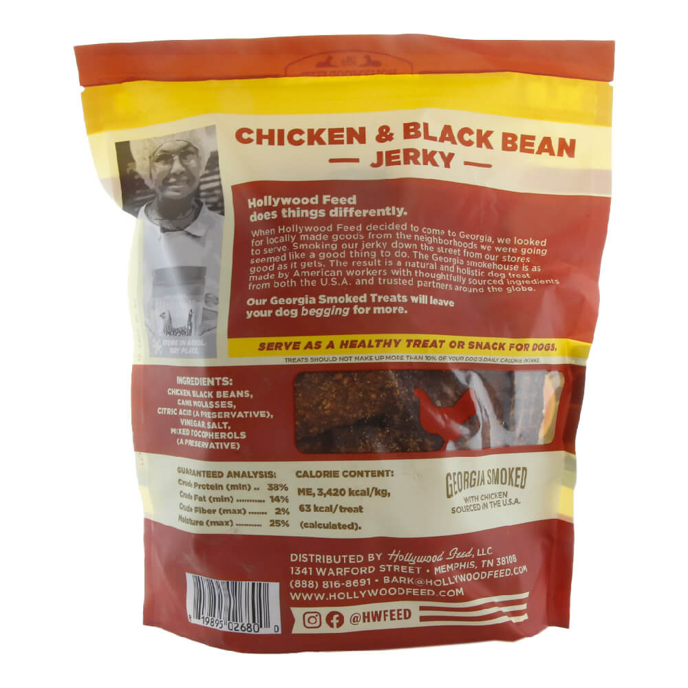 Back of hollywood feed georgia smoked dog treat - chicken & black bean jerky