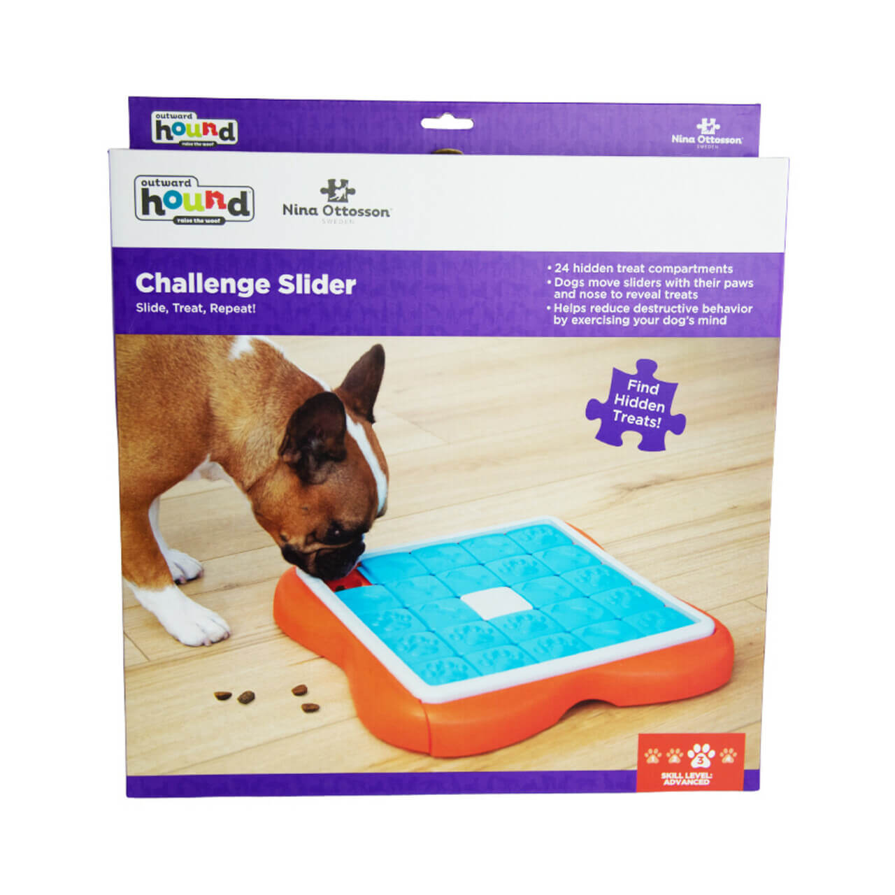Challenge Slider Interactive Treat Puzzle Dog Toy Nina Ottoson level 3 with box