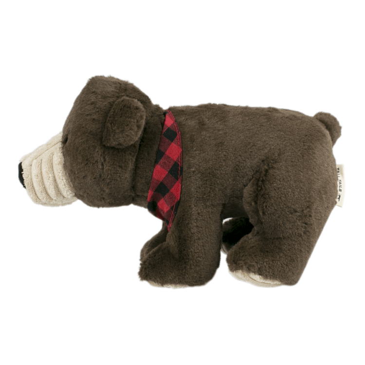 <img src="plush dog toy.png" alt="plush bear dog toy with red and black bandana">
