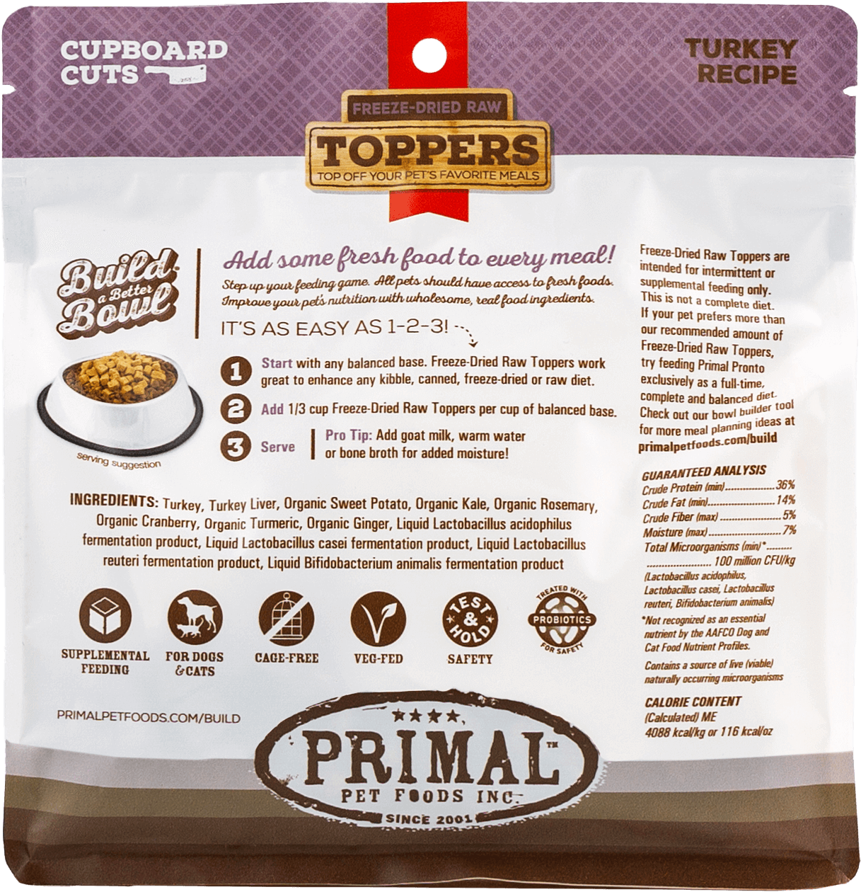 primal freeze dried meal topper turkey