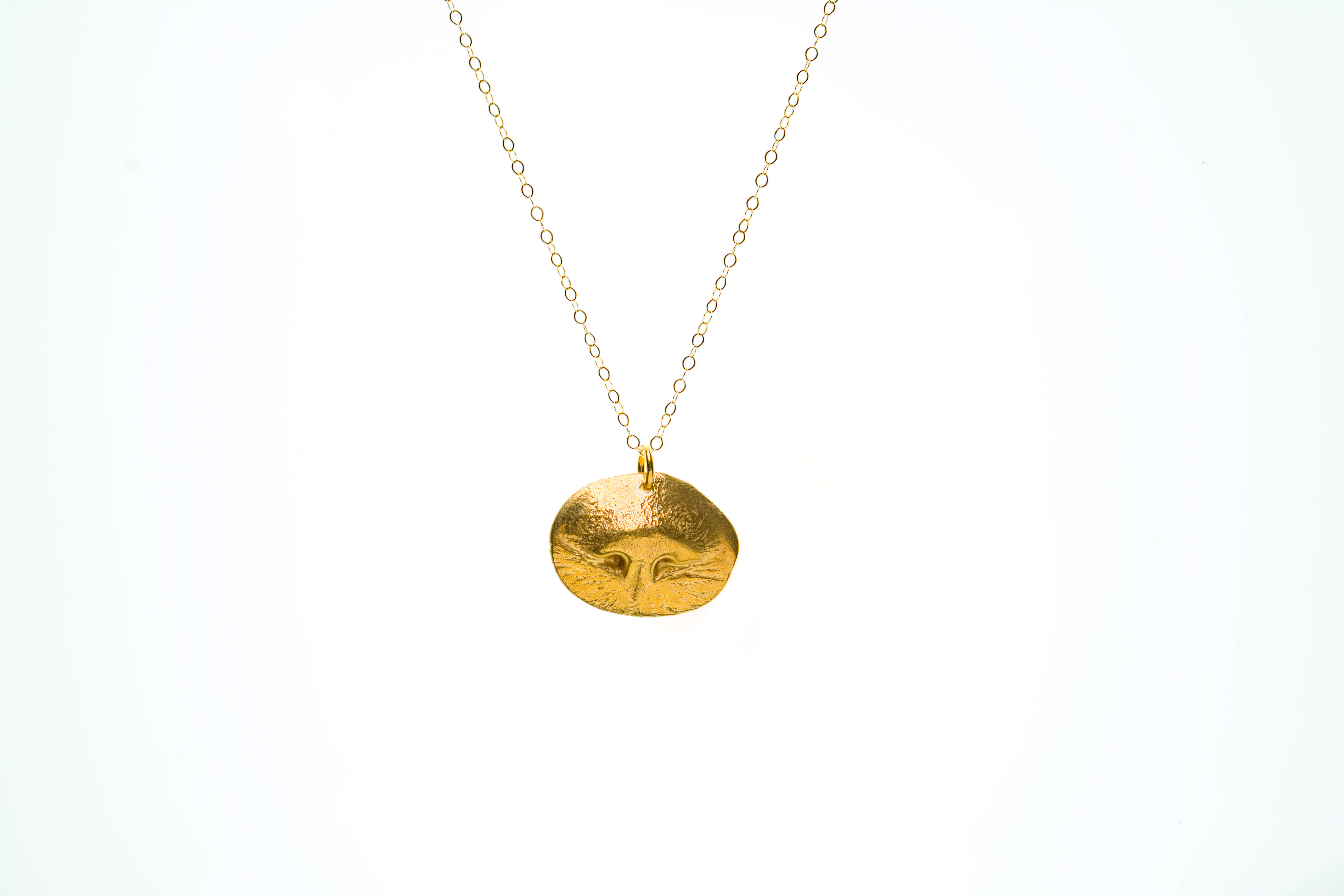 Precious metal prints pet nose pendant necklace in gold