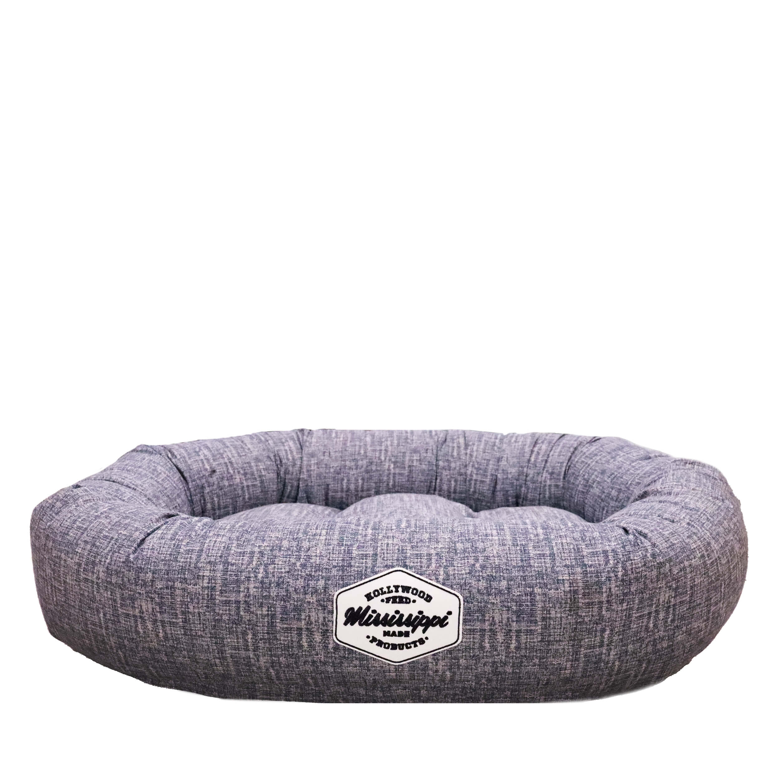 Mississippi Made blue cotton donut bed front view