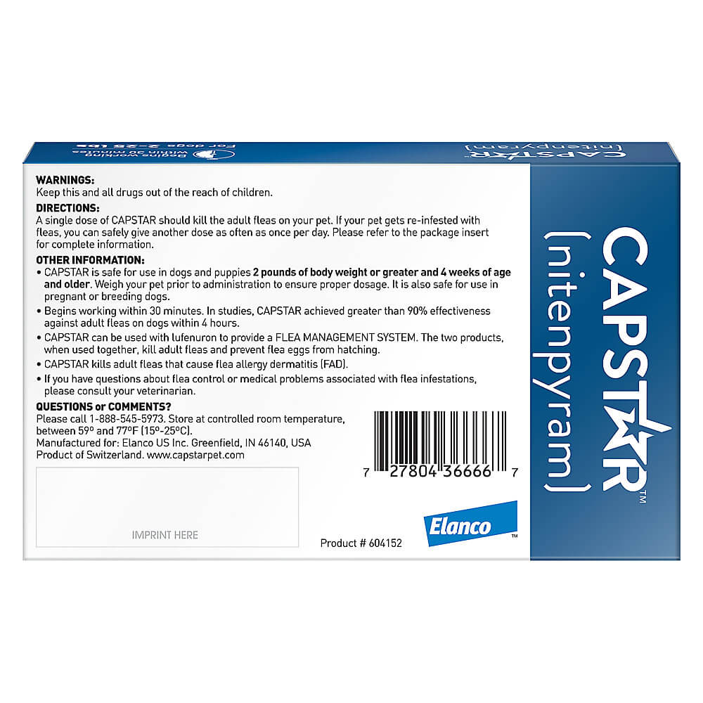 Back of 2-25 lbs CAPSTAR packaging