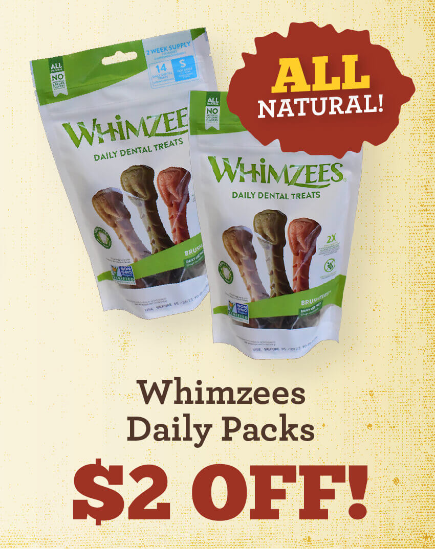 Whimzees Daily Packs are Dollar 2 off