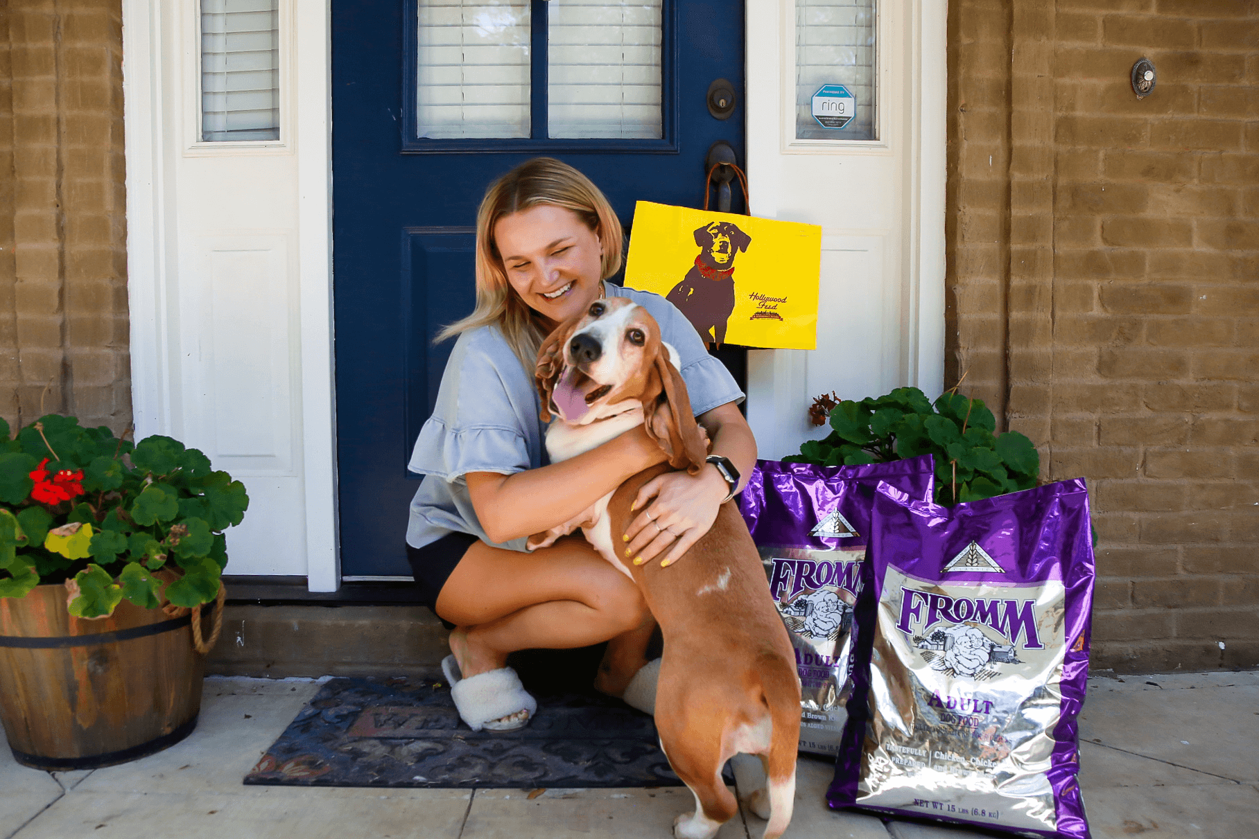 Human and Dog with Food Packages