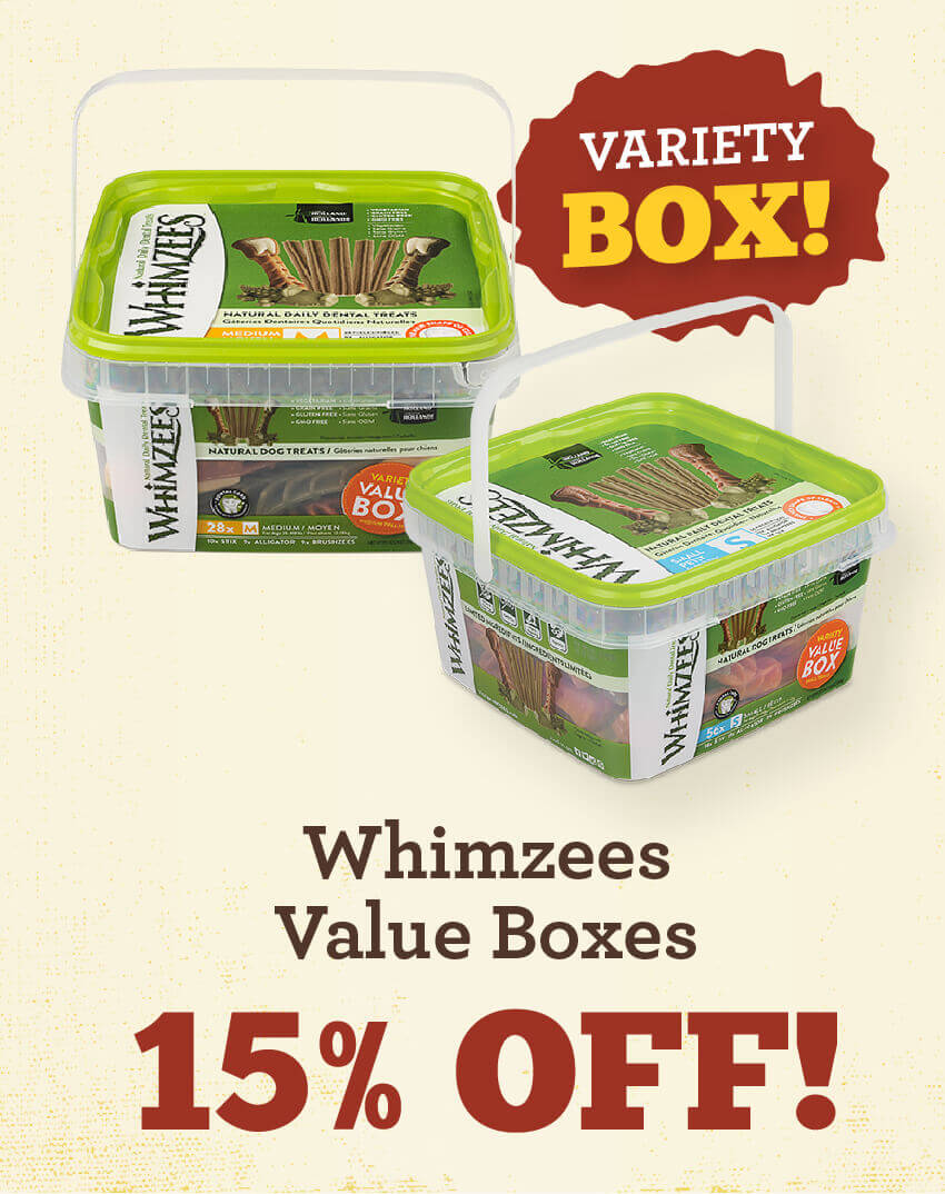 Whimzees Value Boxes are 15 percent off