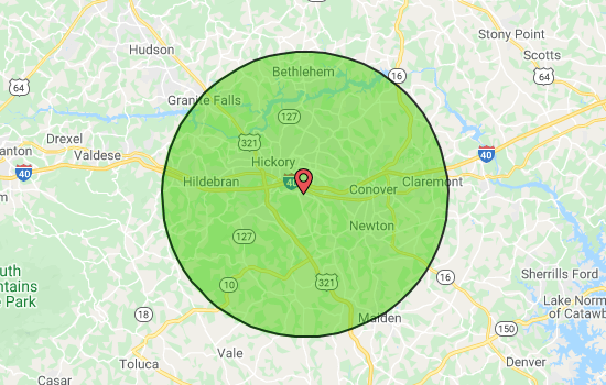 hickory coverage map